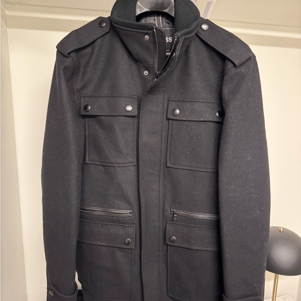 Express Wool Blend Jacket Military-Style Peacoat Overcoat